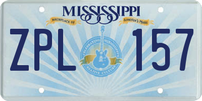 MS license plate ZPL157