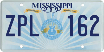 MS license plate ZPL162