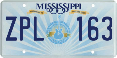 MS license plate ZPL163