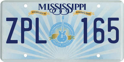 MS license plate ZPL165