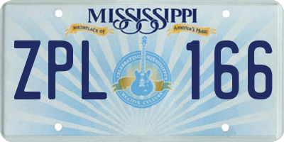 MS license plate ZPL166
