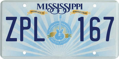 MS license plate ZPL167