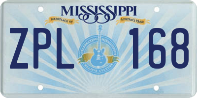 MS license plate ZPL168