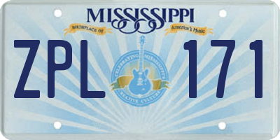 MS license plate ZPL171