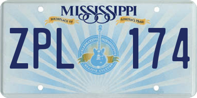 MS license plate ZPL174