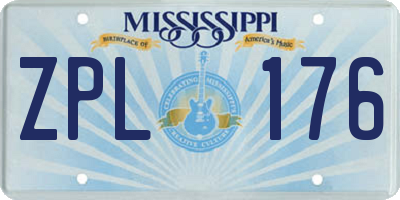 MS license plate ZPL176