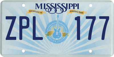 MS license plate ZPL177