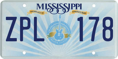 MS license plate ZPL178