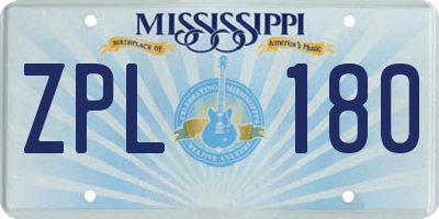 MS license plate ZPL180