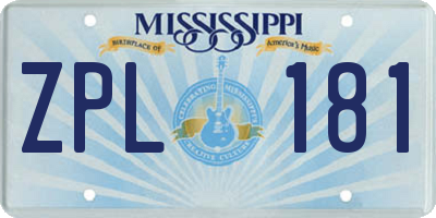 MS license plate ZPL181