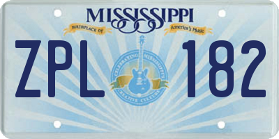MS license plate ZPL182