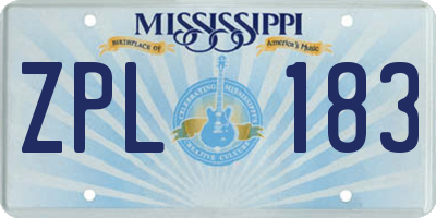 MS license plate ZPL183