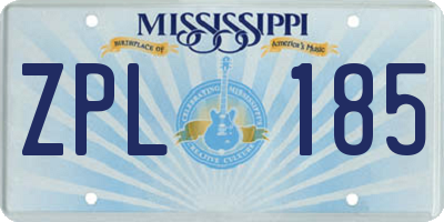MS license plate ZPL185