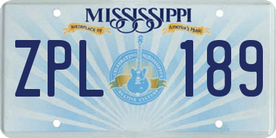 MS license plate ZPL189