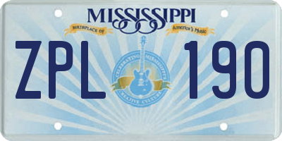 MS license plate ZPL190