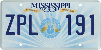 MS license plate ZPL191