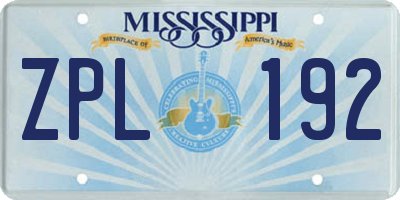 MS license plate ZPL192