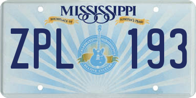 MS license plate ZPL193