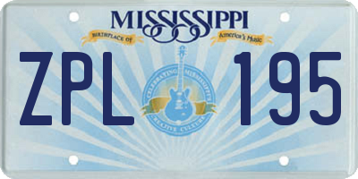 MS license plate ZPL195