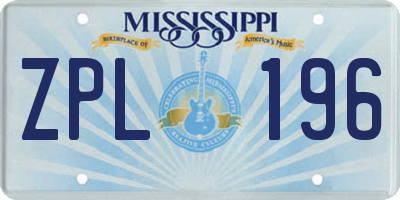 MS license plate ZPL196
