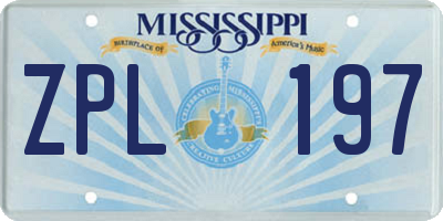 MS license plate ZPL197