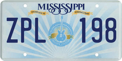 MS license plate ZPL198