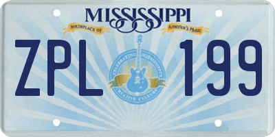 MS license plate ZPL199