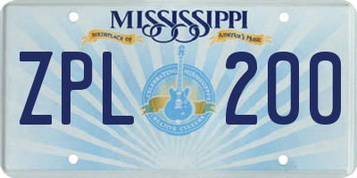 MS license plate ZPL200