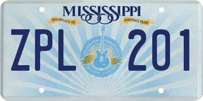 MS license plate ZPL201