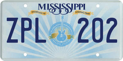 MS license plate ZPL202