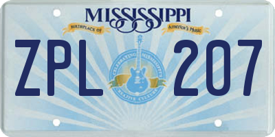 MS license plate ZPL207