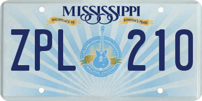 MS license plate ZPL210