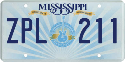 MS license plate ZPL211