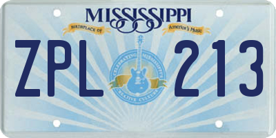 MS license plate ZPL213