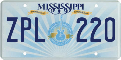 MS license plate ZPL220