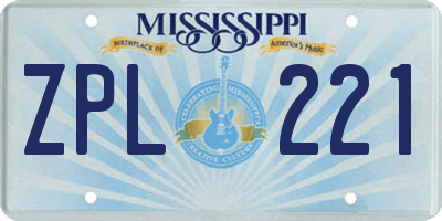 MS license plate ZPL221