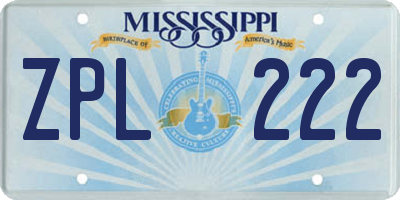 MS license plate ZPL222