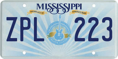 MS license plate ZPL223