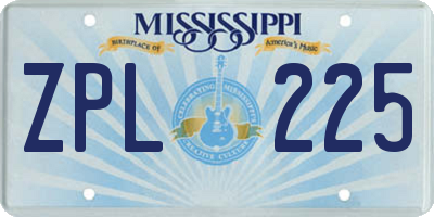 MS license plate ZPL225