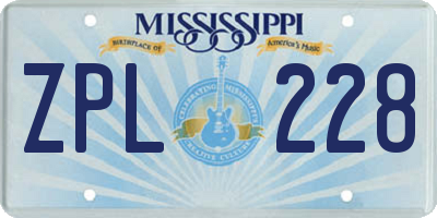 MS license plate ZPL228