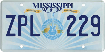MS license plate ZPL229