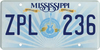 MS license plate ZPL236