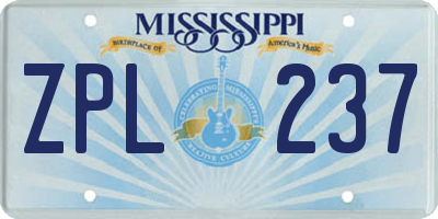MS license plate ZPL237