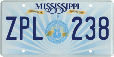 MS license plate ZPL238