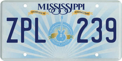 MS license plate ZPL239