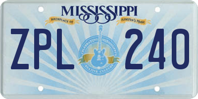 MS license plate ZPL240