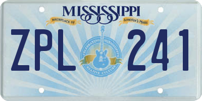 MS license plate ZPL241
