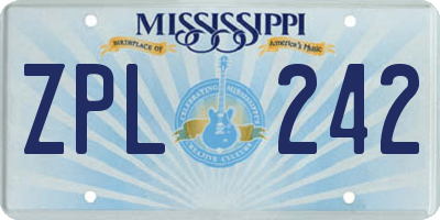 MS license plate ZPL242