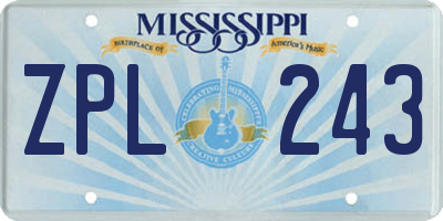 MS license plate ZPL243