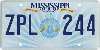 MS license plate ZPL244